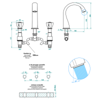 THG Pуtale de cristal bleu Смеситель для ванны, 3 отв., цвет: золото/синий хрусталь