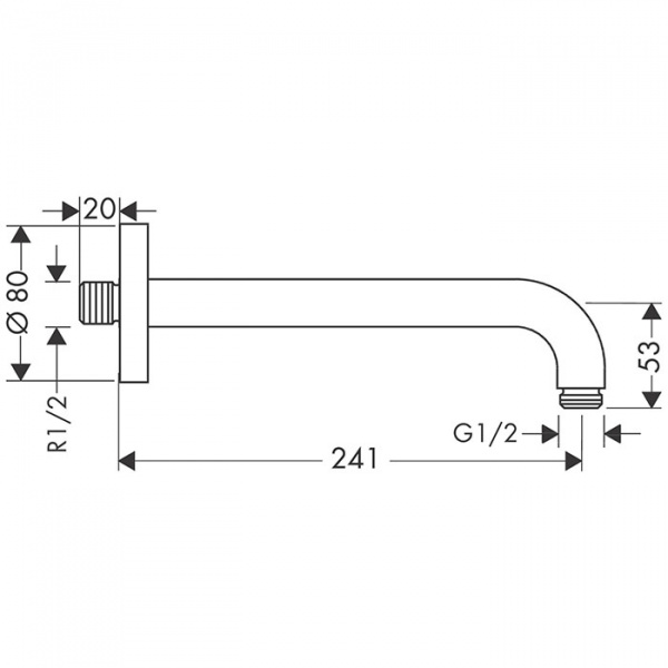 Hansgrohe Настенный держатель верхнего душа, 24см., цвет: хром