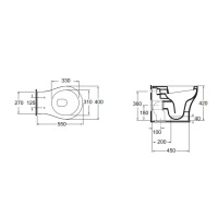 AZZURRA VERA Унитаз напольный приставной  52х40см, цвет: белый, с креплением VFV сиденье на выбор