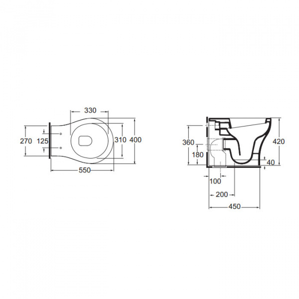 AZZURRA VERA Унитаз напольный приставной  52х40см, цвет: белый, с креплением VFV сиденье на выбор