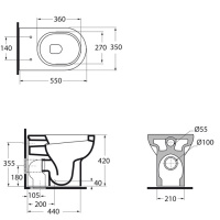 AZZURRA NUVOLA Унитаз напольный приставной 55х35см, универсальный, сиденье на выбор