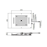 BOSSINI DREAM/4 Верхний душ 570 x 470 мм, 4 режима (дождь, каскад, водопад, моноструя), с 4 LED (белый), блок питания/управления, цвет: хром