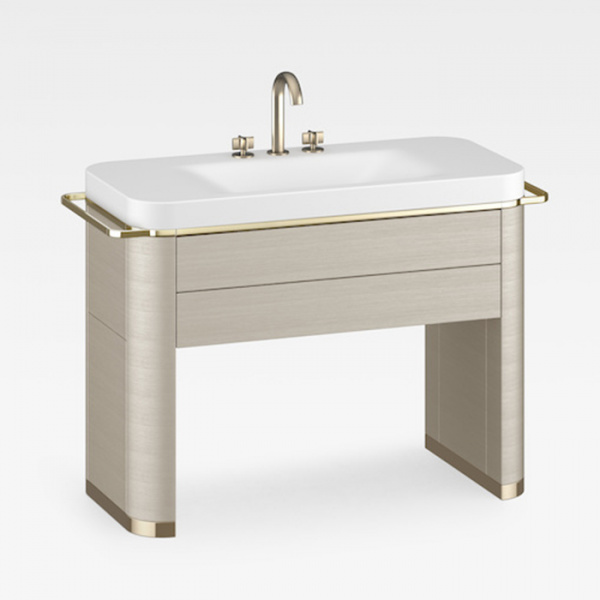 Armani Roca Baia Комплект 122.2х52х85см: база п/раковину + раковина с 3 отв.+ п/держатели, цвет: lacquered greige oak-veneered/off-white/greige