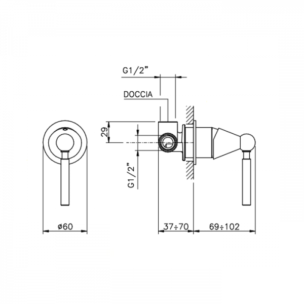 Nicolazzi Torre Смеситель для душа на 1 отверстие, встраиваемый, цвет: хром