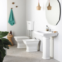 Artceram CIVITAS Унитаз 36х54см., со средним бачком и трубой хром, с механизмом с фронтальной ручкой, с сиденьем, микролифт, цвет: белый/хром