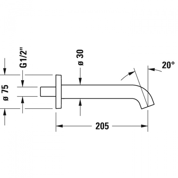 Duravit C.1 Излив для ванны 205мм, накладка круг, цвет: хром