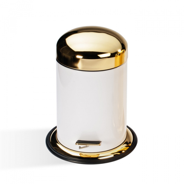 Decor Walther TE 30 Ведро 17xh31см, с педалью и крышкой, напольное, цвет: белый / золото