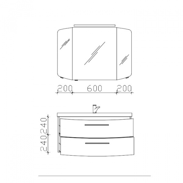Pelipal Cassca Комплект мебели тумба 2 выдвижных ящика с раковиной 100см, Цвет: антрацит высокоглянцевый