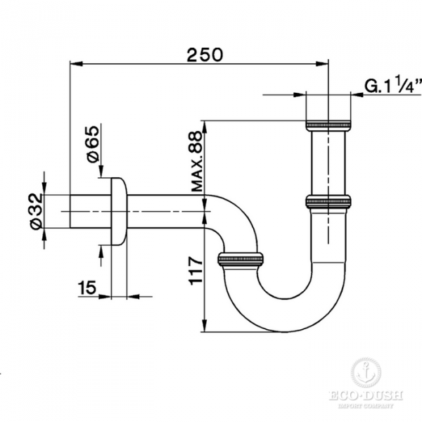 CISAL Сифон 1&quot1/4 для раковин, цвет: хром