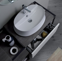 SIMAS Frame Комплект мебели с 2 ящиками и открытым элементом, 181x57xh72см, Цвет: серый ясень/белый