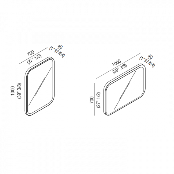Agape Memory Зеркало 100х70см, c рамкой, цвет: белый
