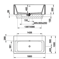 Gessi Rettangolo Ванна отдельностоящая 180х100x55см, цвет: матовый белый