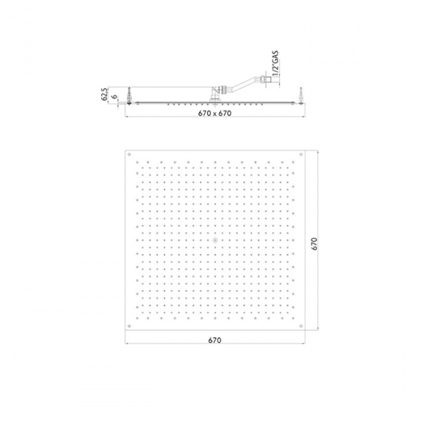 BOSSINI PARIS-CUBE Верхний душ 670 x 670 мм, FLAT, цвет: хром