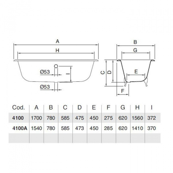 Sbordoni Чугунная ванна “Masaccio” 170х78см