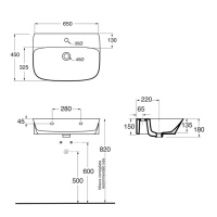AZZURRA PRUA Раковина 65х45 см, без отв., цвет: белый