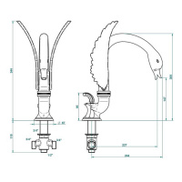 THG Cygne Излив для ванны с переключателем, цвет: полированное золото