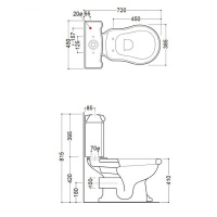 Kerasan Retro Унитаз моноблок 72х38.5см, слив в стену, фурнитура цвета бронза, цвет: черный