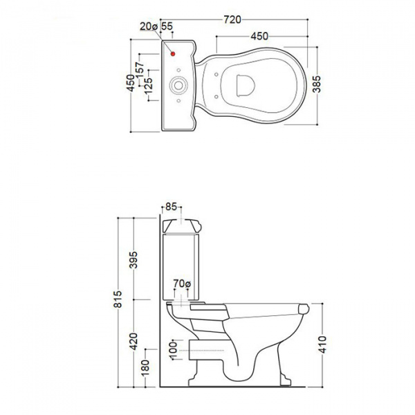 Kerasan Retro Унитаз моноблок 72х38.5см, слив в стену, фурнитура цвета бронза, цвет: черный