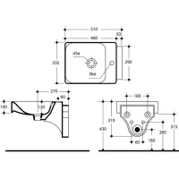 Kerasan Cento биде 51х35см, прямоугольное, подвесное, с 1 отв. под смеситель, белое