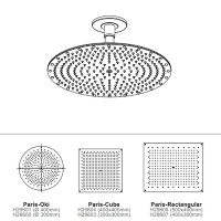 BOSSINI PARIS-CUBE Верхний душ 300 x 300 мм - потолочный кронштейн 150 мм, цвет: хром