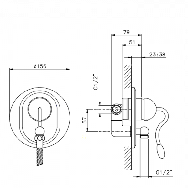 Nicolazzi Signal Наружная часть встраиваемого смесителя для душа “Unico” на 2 отверстия, цвет: хром