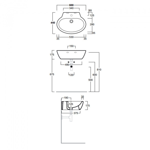 Simas Lft Spazio Раковина 60 см, 1 отв., цвет: белый
