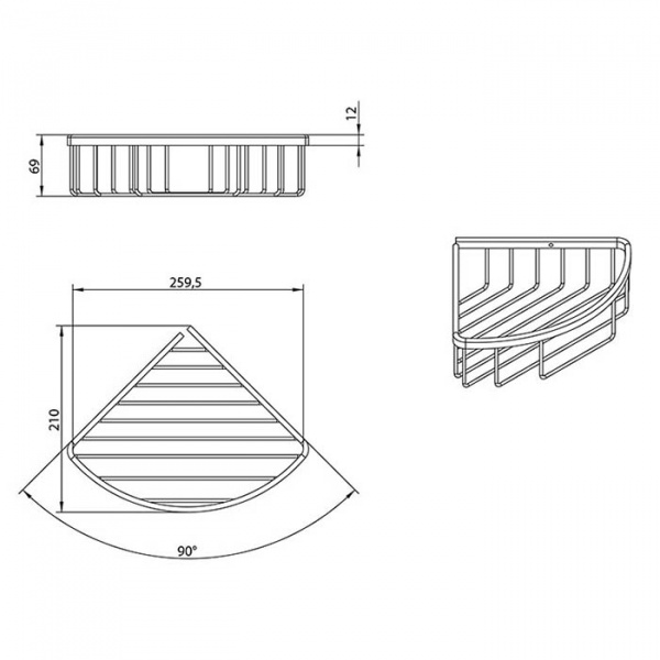 Полочка угловая Bongio T Mix, цвет: хром