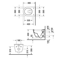 Duravit Darling New Унитаз подвесной компакт 36х48.5см, с креплениями, вкл. крепление Durafix,с покрытием WonderGliss цвет:  белый