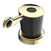 THG Bagatelle pierre noire Вентиль смесителя для раковины, на горячую воду, ручка черная, цвет: полированное золото