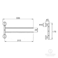 Stella Lucilla Полотенцедержатель 33см., подвесной двойной 1081 цвет: хром