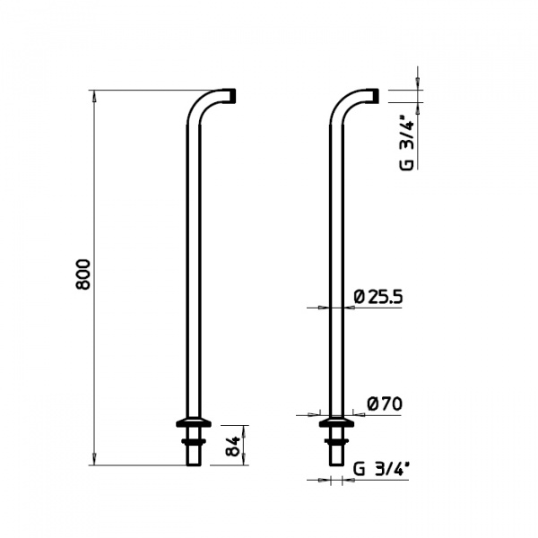 Gessi Стойка для ванной, высота 800 мм., цвет: хром