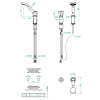 THG Pуtale de cristal clair Ручной душ на борт ванны, 2 отв., цвет: золото/прозрачный хрусталь