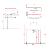 Artceram AZULEY Металлическая консоль c раковиной 72х50см, на 1 отв, цвет: хром