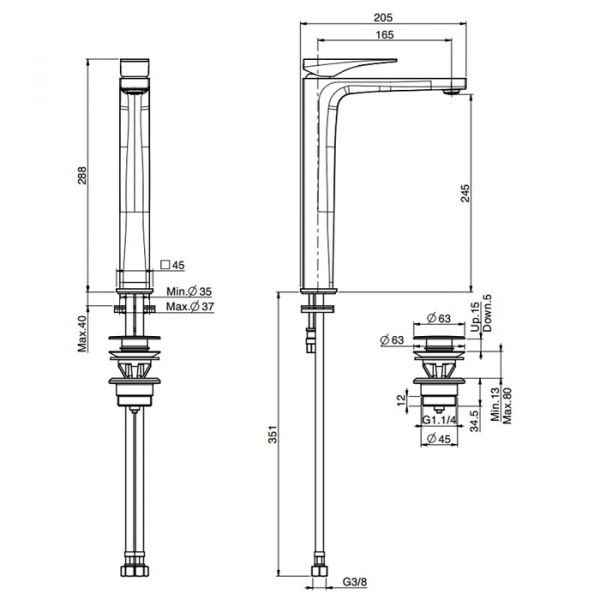 Carlo Frattini Zeta Высокий смеситель для раковины, цвет: хром