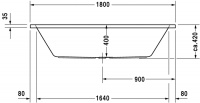 Ванна акриловая Duravit D-Code 180x80 прямоугольная, встраиваемая