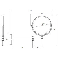 EMCO Pure Зеркало косметическое, Ø200мм,  настенное, двойной, регулир., 3x кратное увеличение, подвесной, цвет: хром