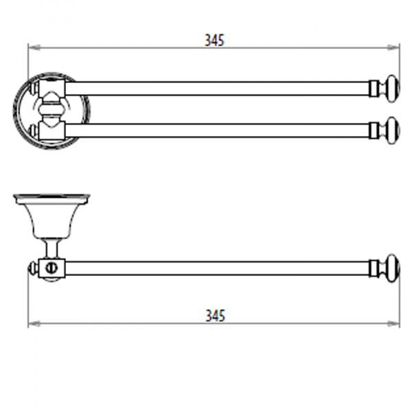 Gattoni Vivaldi  Полотенцедержатель двойной  34,5см, подвесной, цвет: хром
