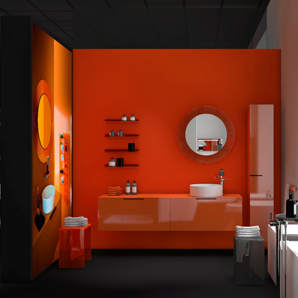 Laufen Kartell Зеркало круглое d=78см, настенное, со скрытой подсветкой, цвет: оранжевый