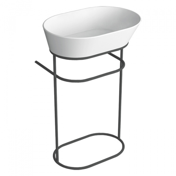 Simas Wave Структура металлическая напольная 50х40х75 см, с раковиной без отв. под смеситель, цвет: черный матовый