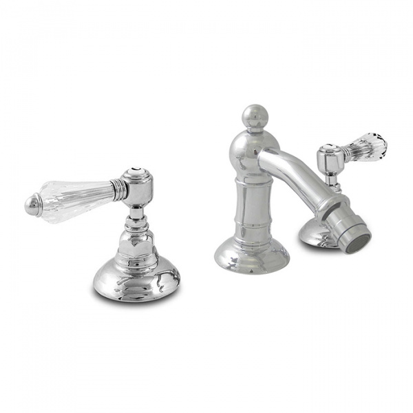 Nicolazzi Cristallo Liberty Смеситель для биде на 3 отверствия с донным клапаном, излив: 127 мм, цвет: хром