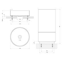 Gessi 316 Раковина 40x90 см, без отв., напольная, отдельностоящая, с сифоном, слив в пол, цвет: Steel brushed