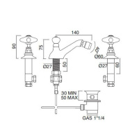 Sbordoni Magnolia Смеситель для биде на 3 отверстия, цвет: черный никель