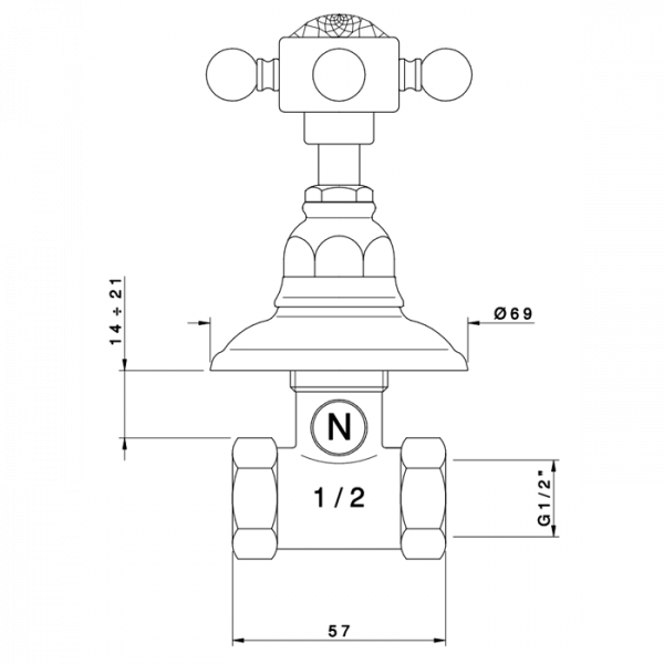 Nicolazzi Cristallo Liberty Вентиль запорный 1/2”, цвет: хром
