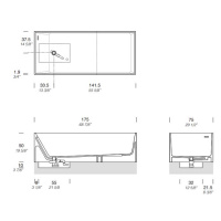 NOORTH milldue edition BRICK Ванна отдельностоящая 175х75хh50см, с сифоном, milltek solid, фурнитура хром