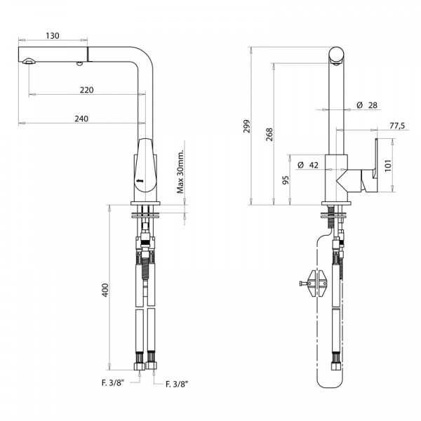 Смеситель для мойки Bongio Cucina, цвет: хром