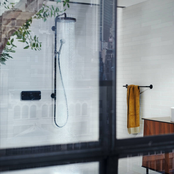 Axor One Смеситель для душа, термостат, на 2 источника, встраиваемый, внешняя часть, цвет: черный матовый