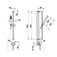 Gessi Ovale Душевая штанга с ручным душем и выводом воды из стены, цвет: хром