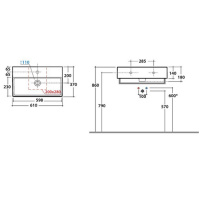 Globo Incantho Раковина 61x37 см, без отв., подвесная, с переливом, цвет: nero opaco