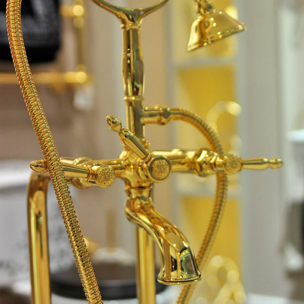 Nicolazzi Impero Смеситель для ванны с 2мя ручками, с переключателем ванна/душ, цвет: золото