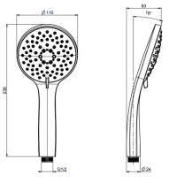 Carlo Frattini Wellness Ручной душ, 5 режимов, цвет: хром